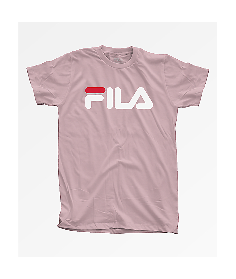 white and pink fila shirt