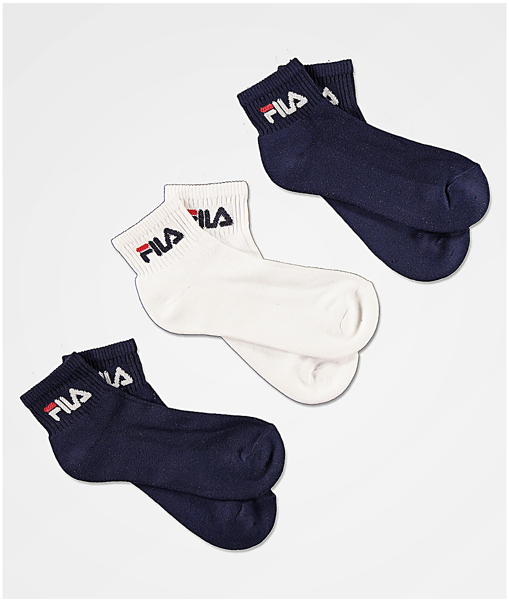 FILA Box Logo 3 Pack Ankle Socks FILA Box Logo 3 Pack Ankle Socks