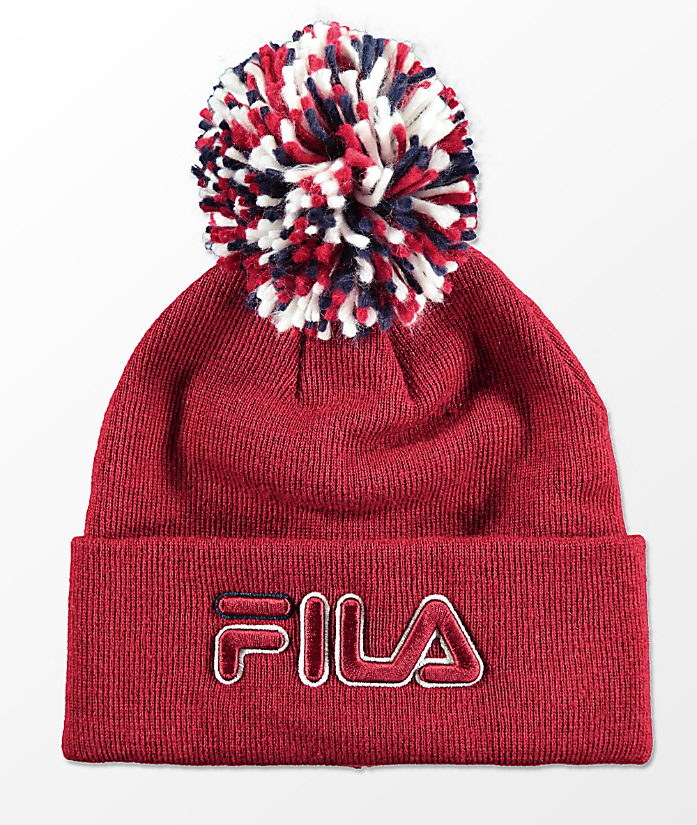 burgundy pom pom hat