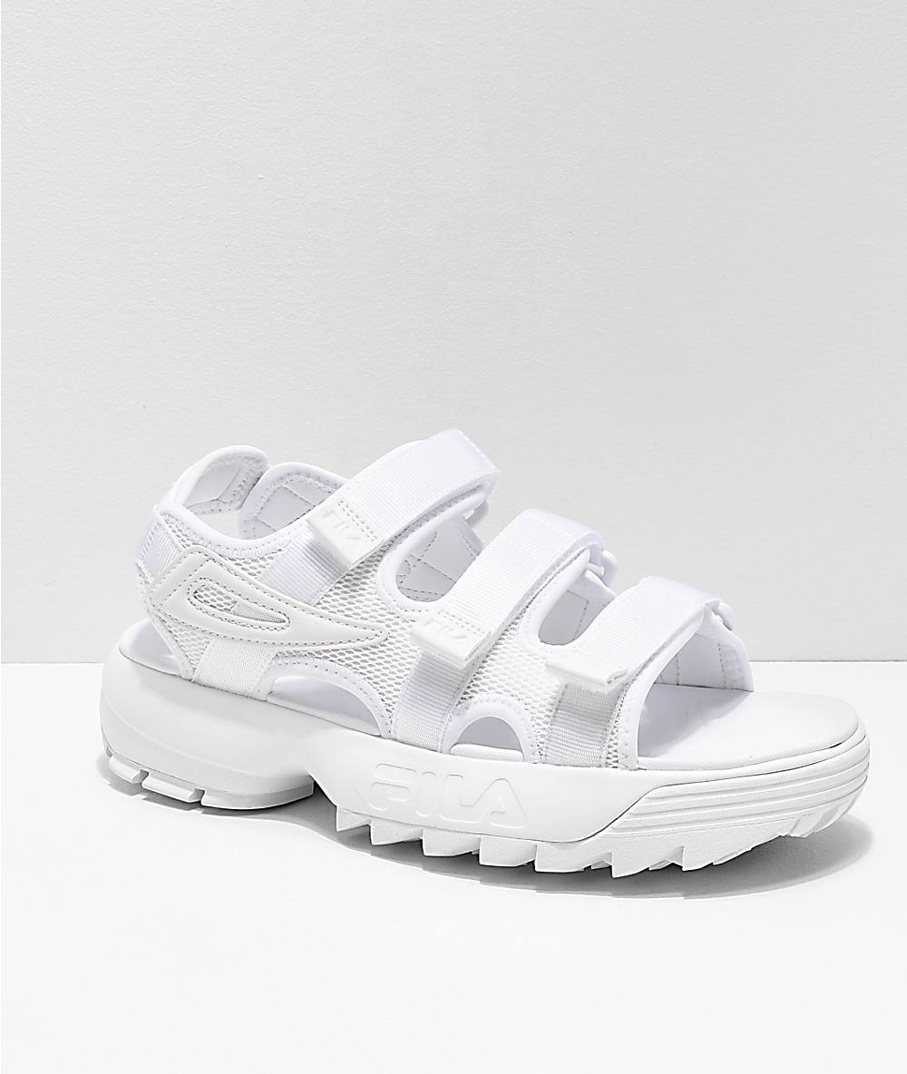 white fila sandals
