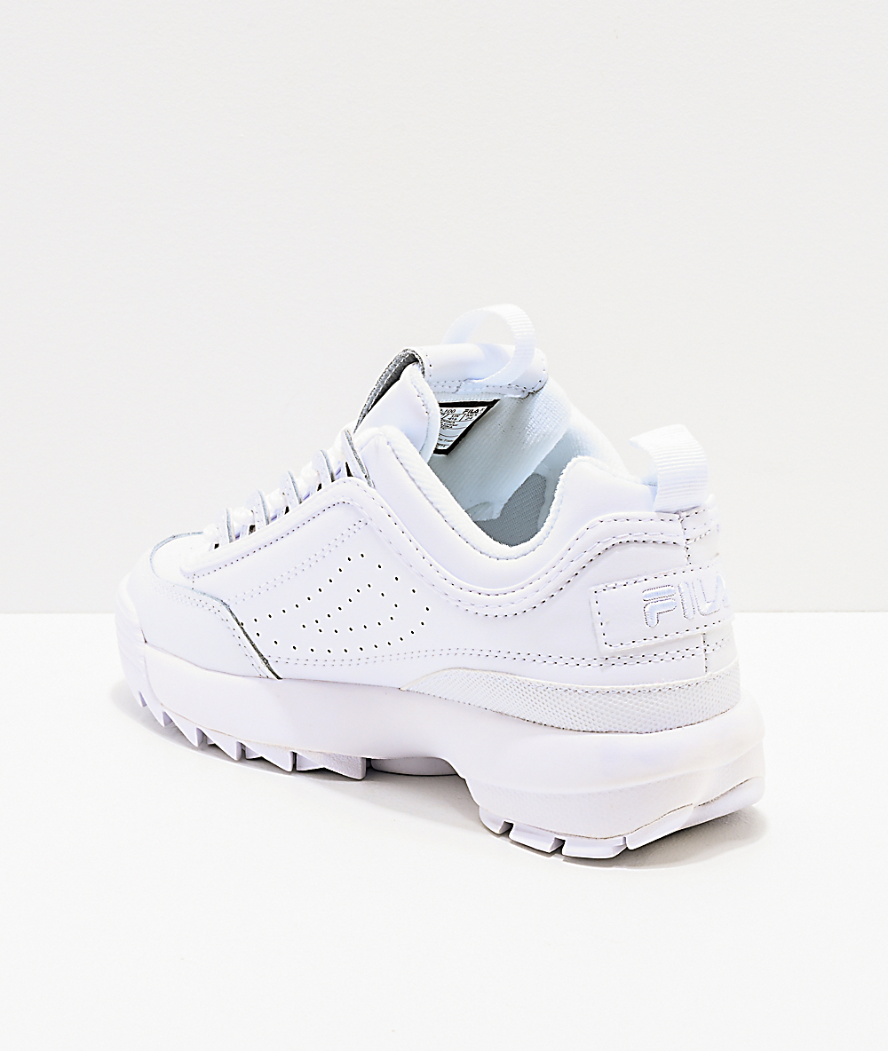 FILA Disruptor II Premium All White Shoes FILA Disruptor II Premium All White Shoes