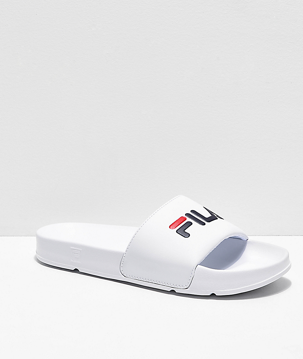 FILA Drifter White, Navy & Red Slide Sandals FILA Drifter White, Navy & Red Slide Sandals