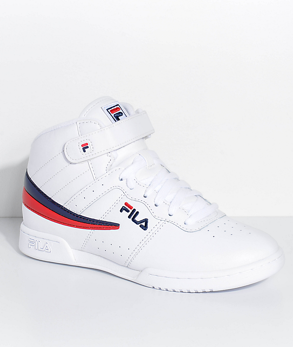 all white fila high tops
