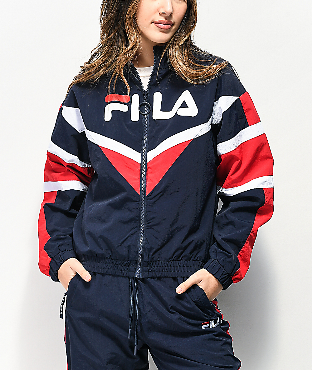 fila natalie funnel neck navy windbreaker