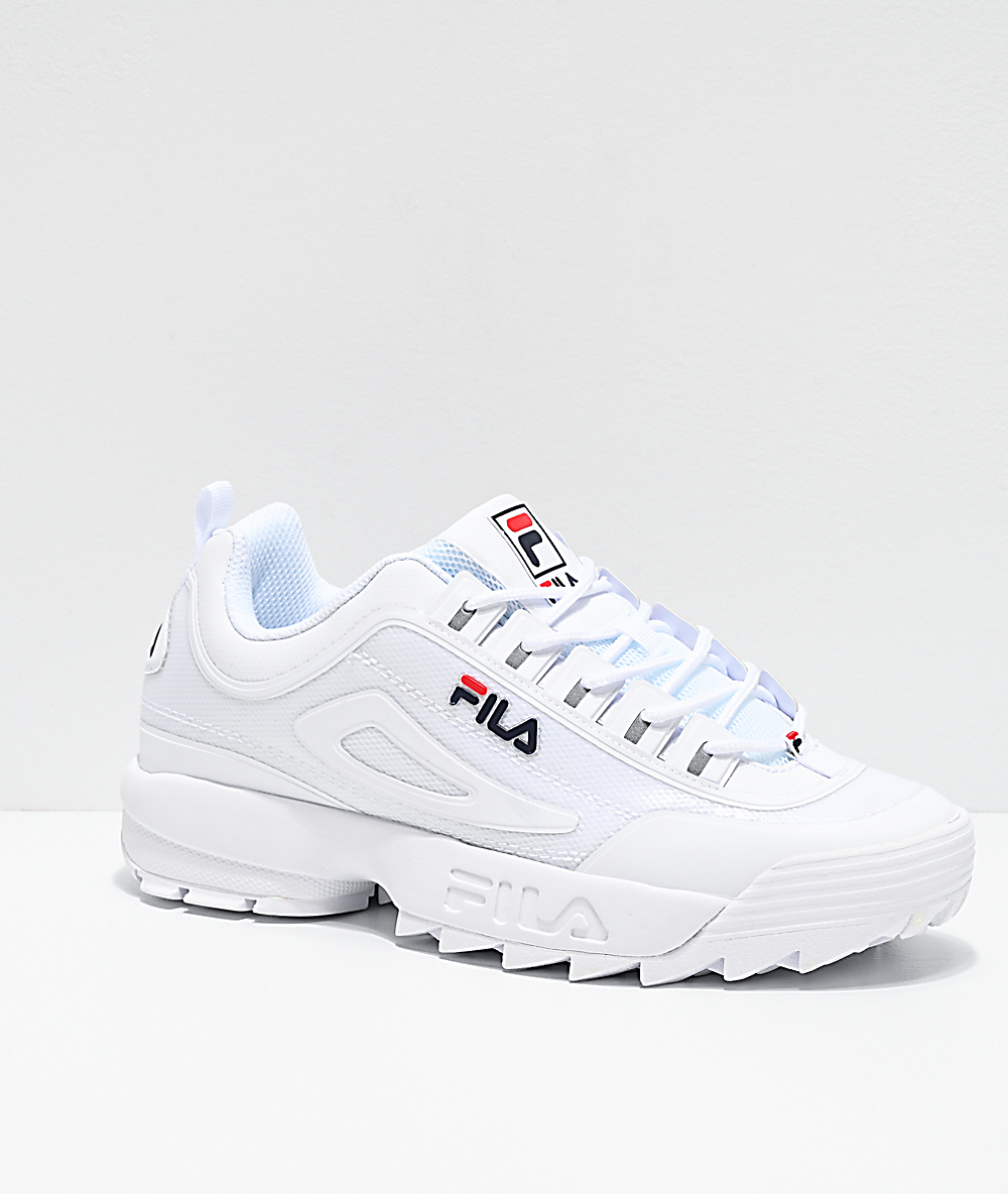 FILA Men's Disruptor II No Sew White, Navy & Red Shoes FILA Men's Disruptor II No Sew White, Navy & Red Shoes