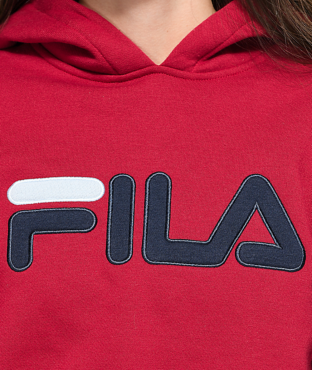 burgundy fila hoodie