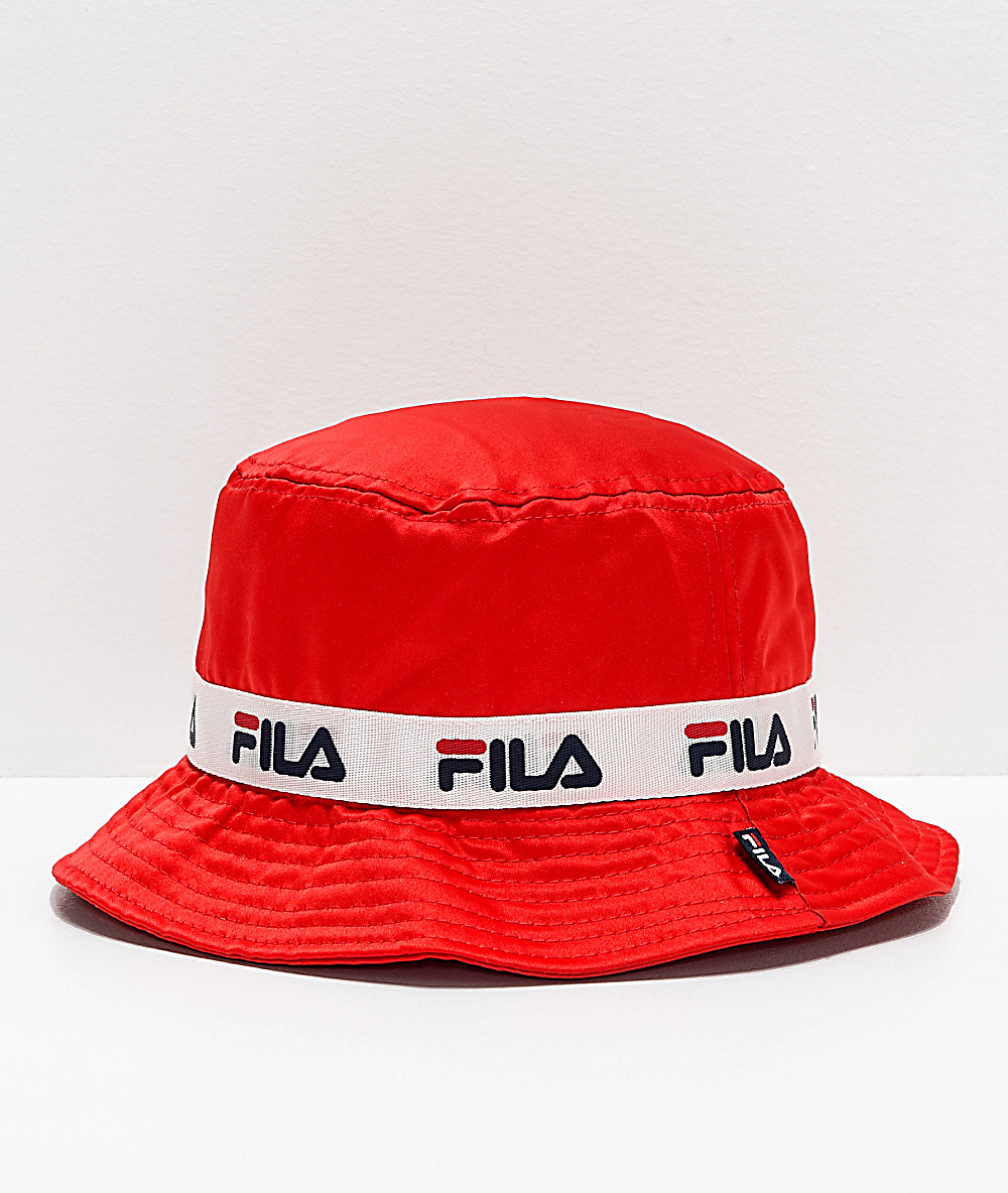 fila bucket hat red