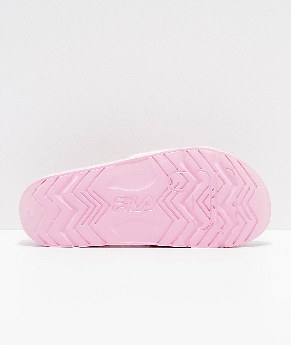 hot pink fila slides