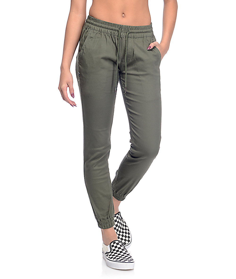 women's olive jogger pants