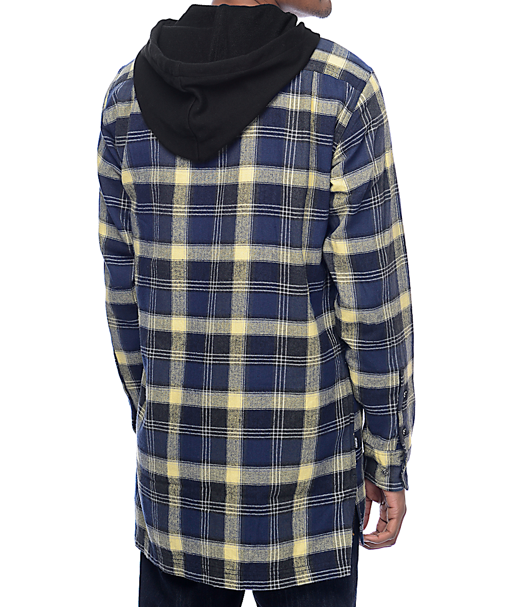 yellow hooded flannel