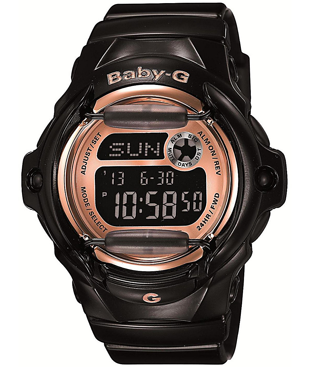 baby g shock black and rose gold