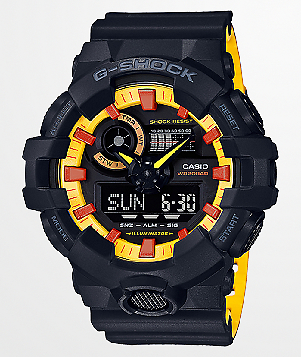 G Shock Ga700 Black Yellow Watch Zumiez