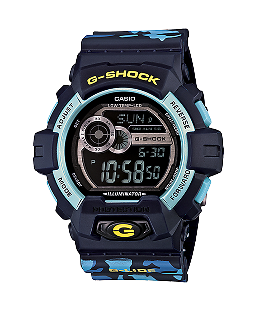 casio g shock blue camouflage