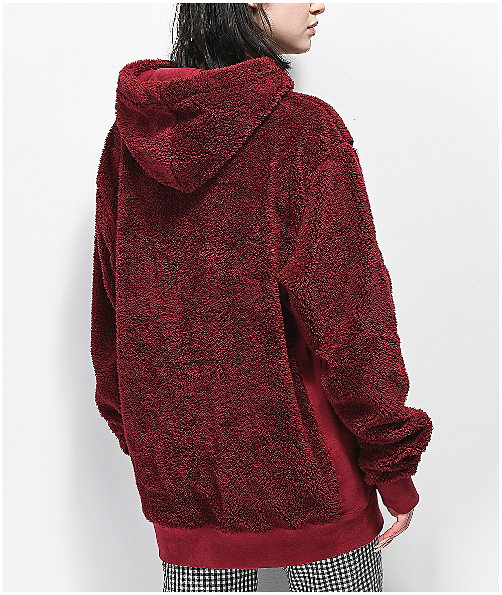 burgundy sherpa hoodie