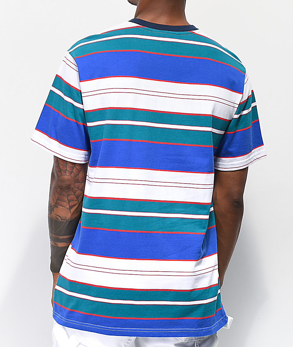 Huf Upland Blue Striped Knit T Shirt