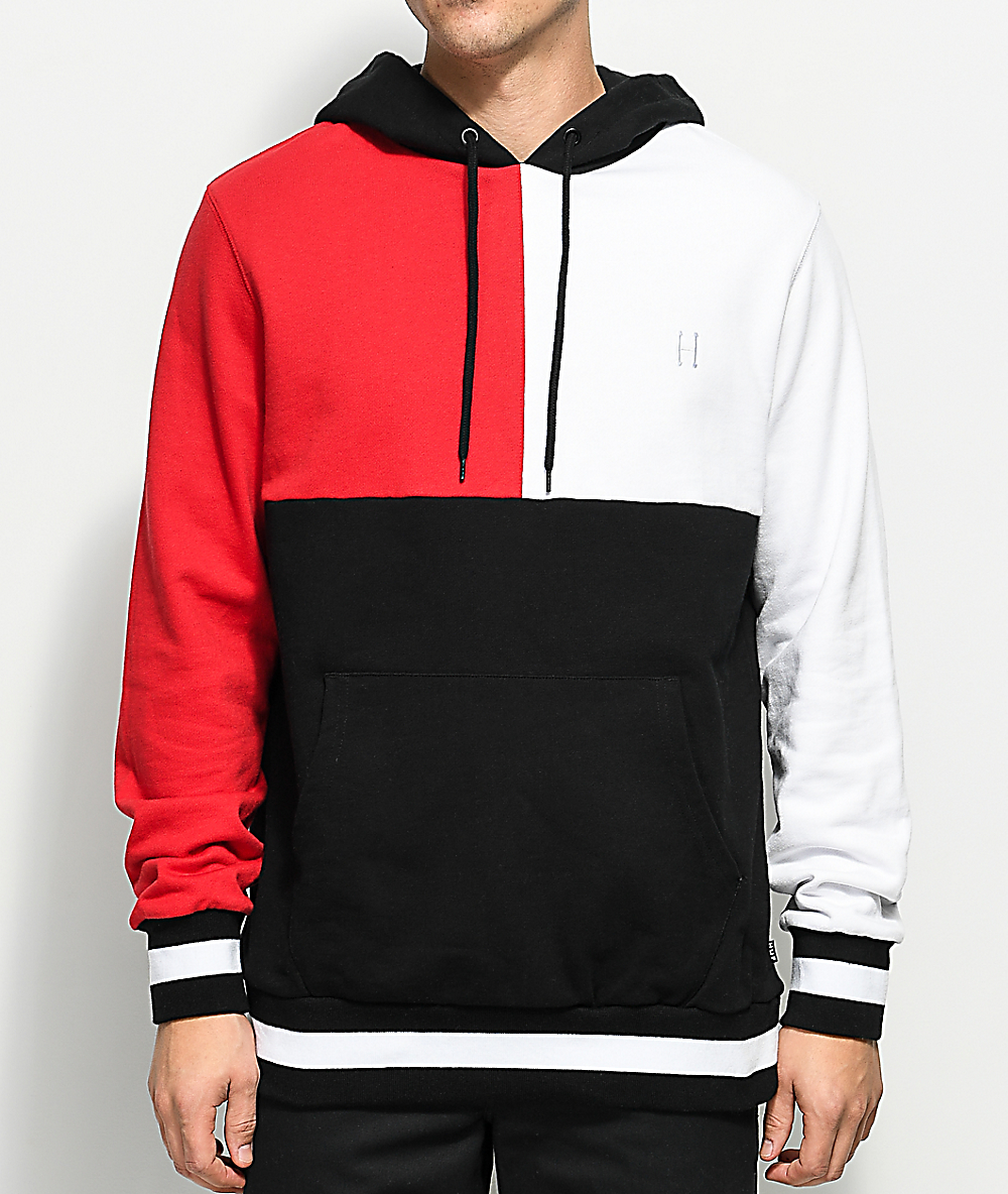 black hoodie with white design