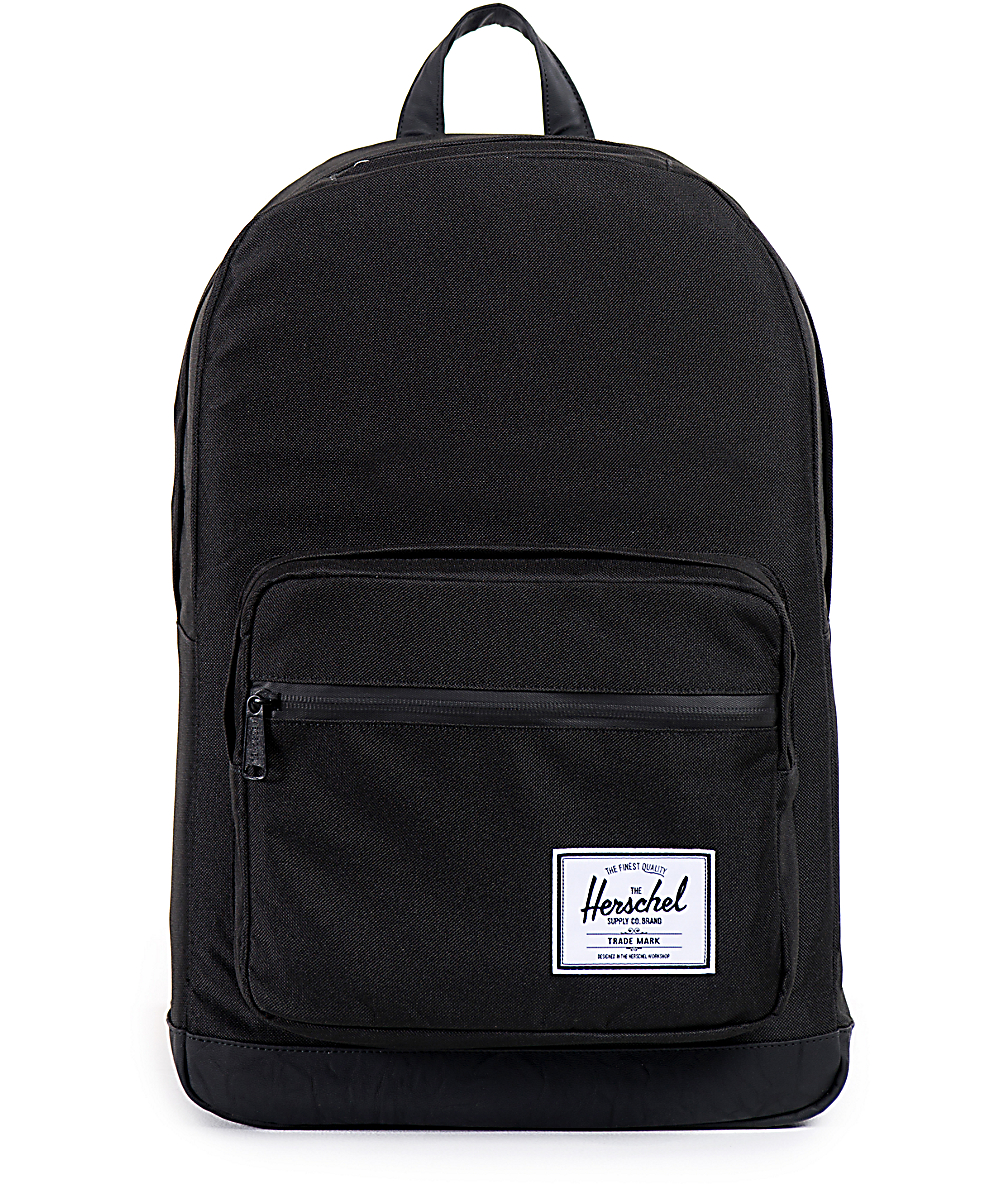 herschel black leather backpack