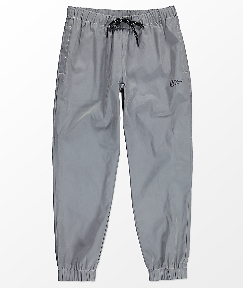 silver reflective track pants