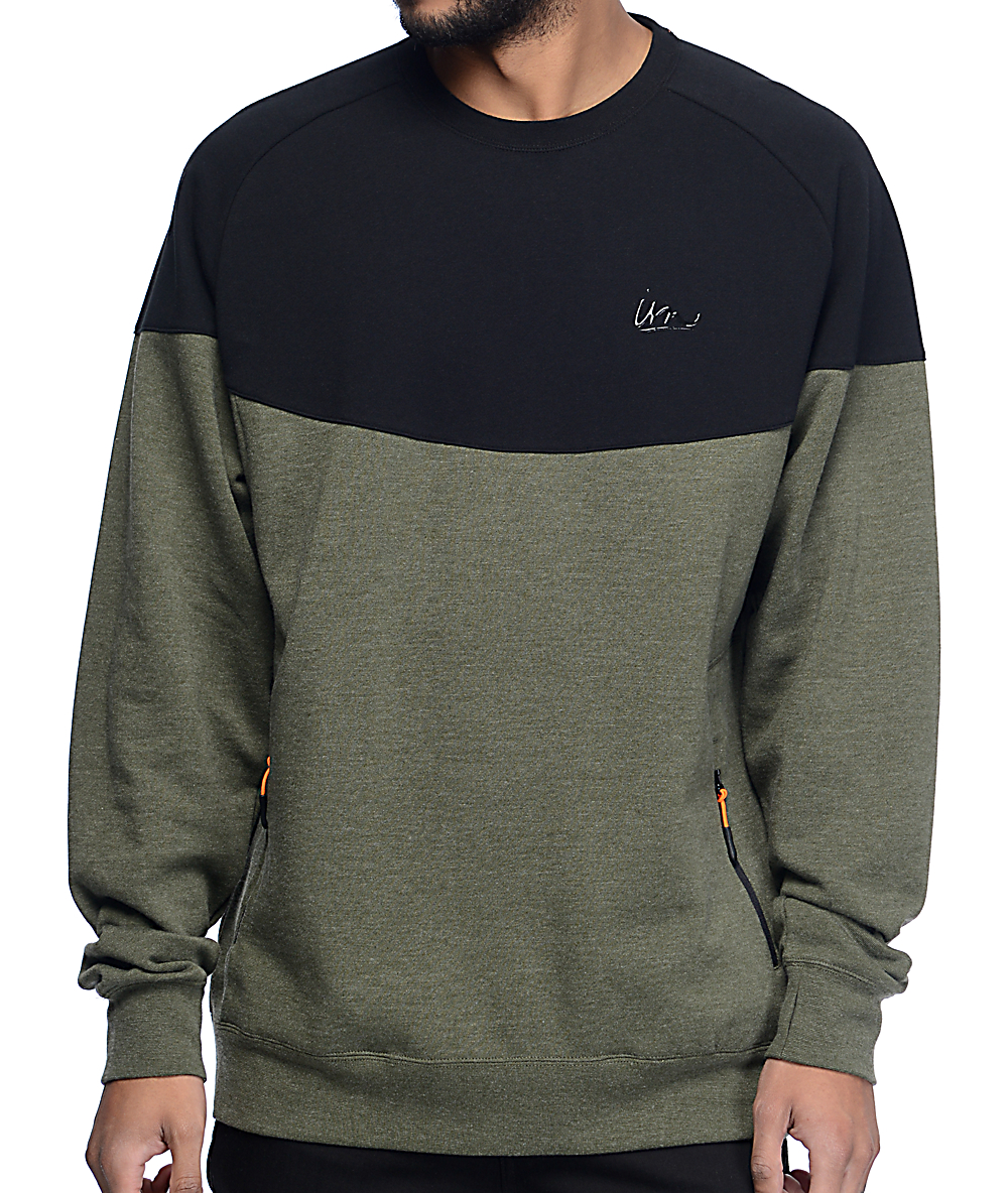 olive crew neck sweatshirt