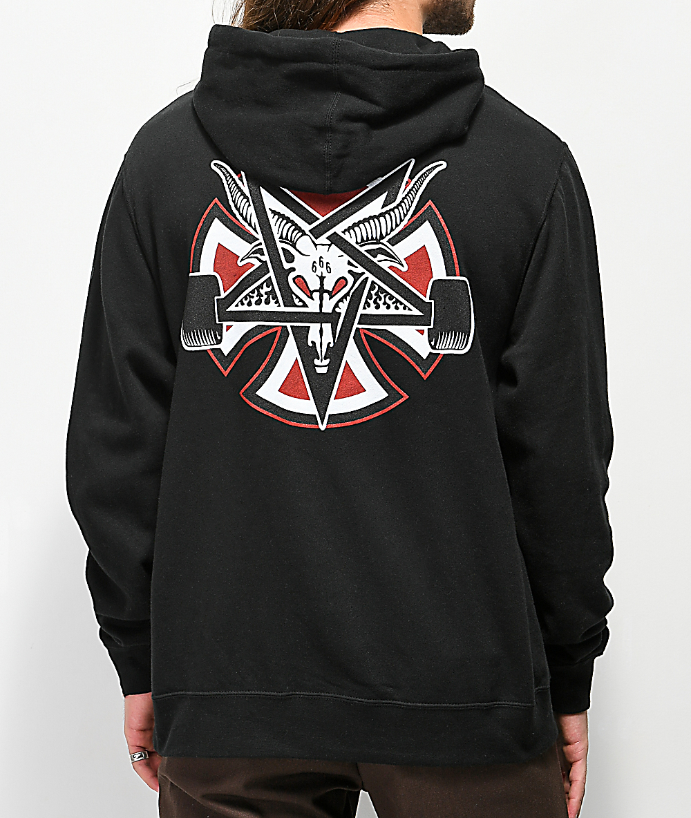 independent x thrasher pentagram cross hoodie