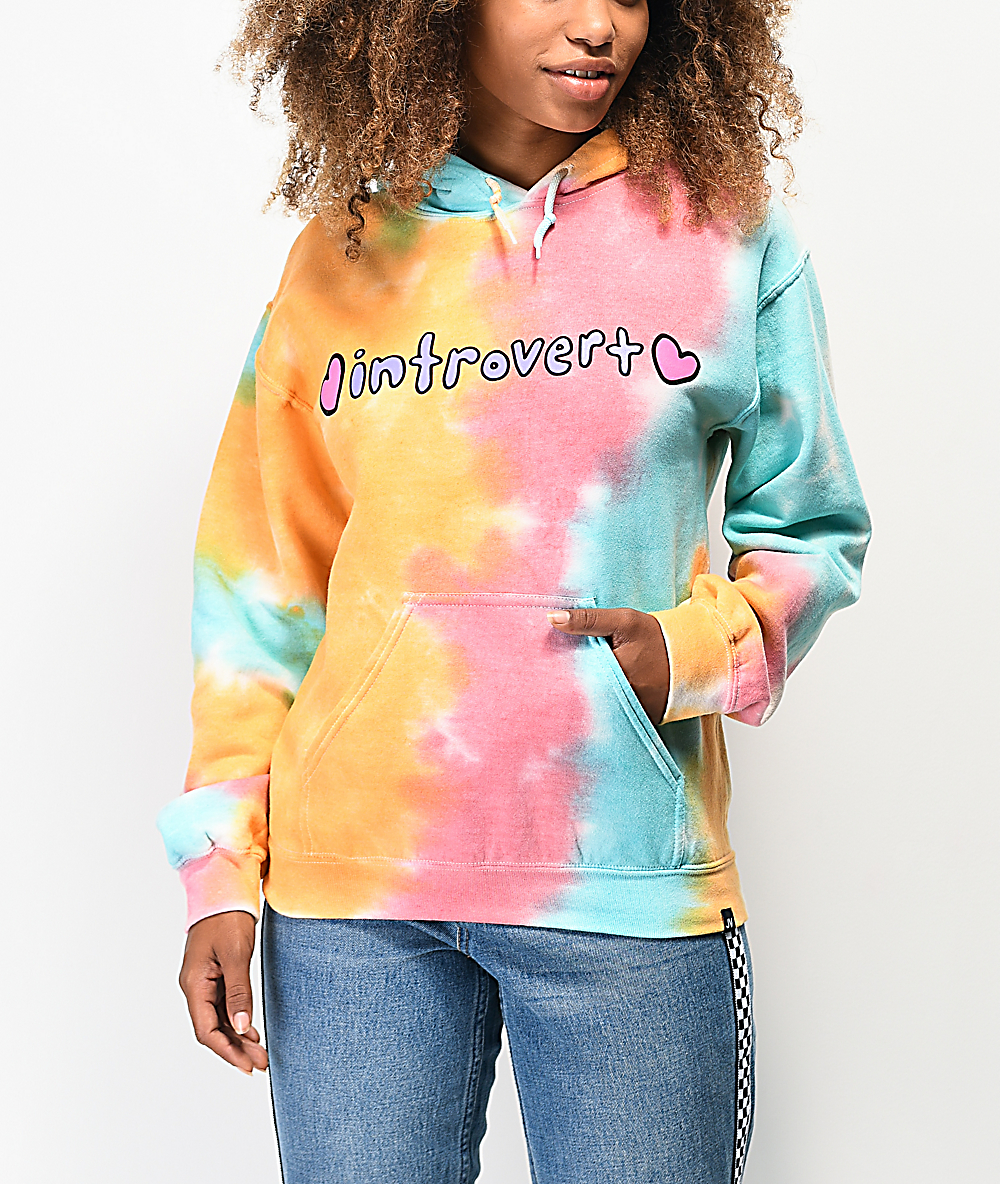 pink and orange tie dye hoodie