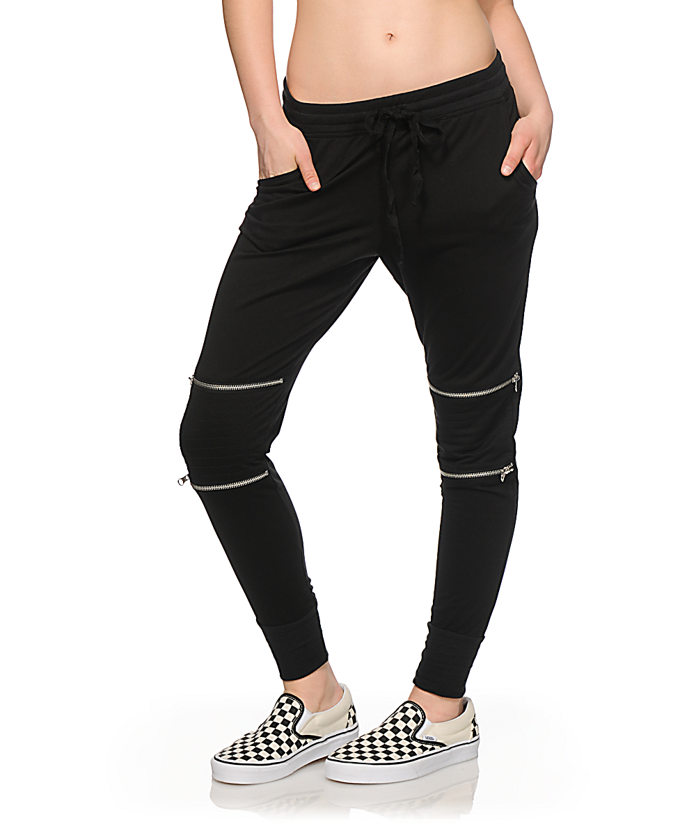 knee zipper joggers