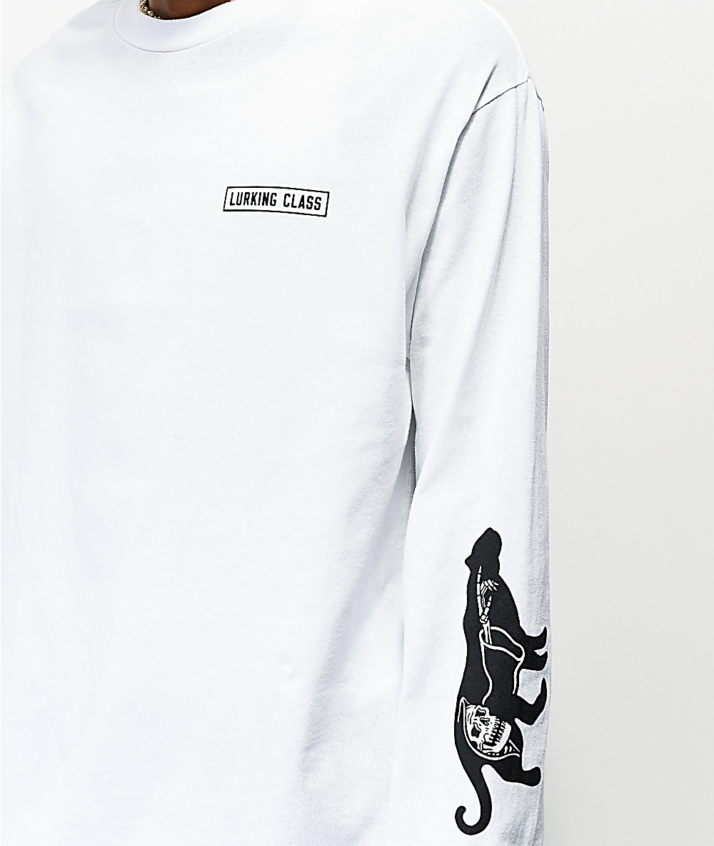 Lurking Class By Sketchy Tank Pray Panther White Long Sleeve T Shirt