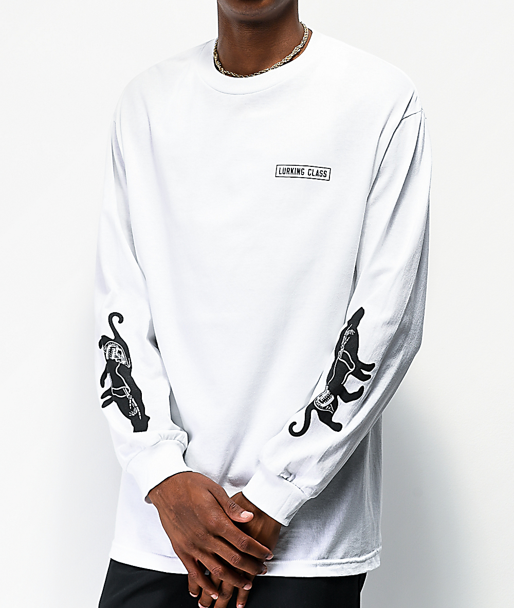 Lurking Class By Sketchy Tank Pray Panther White Long Sleeve T Shirt