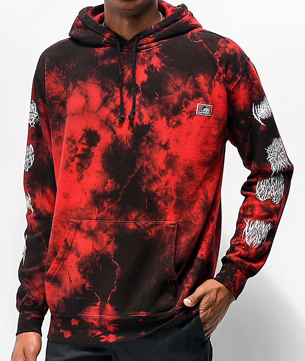 maroon tie dye hoodie