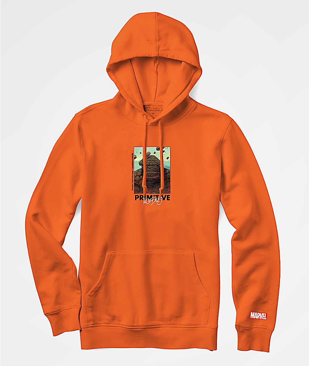 bright orange hoodie