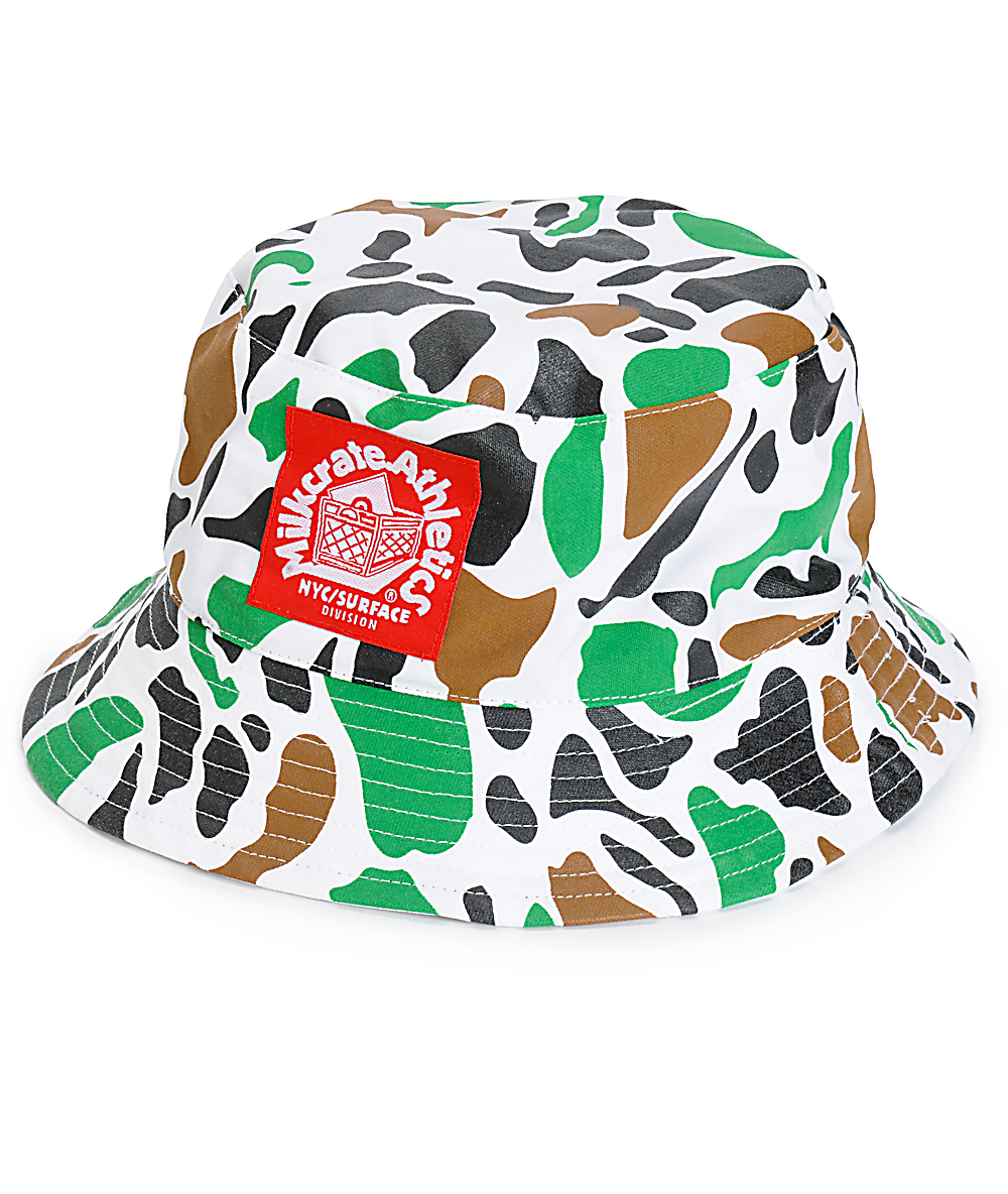 black and white camo bucket hat