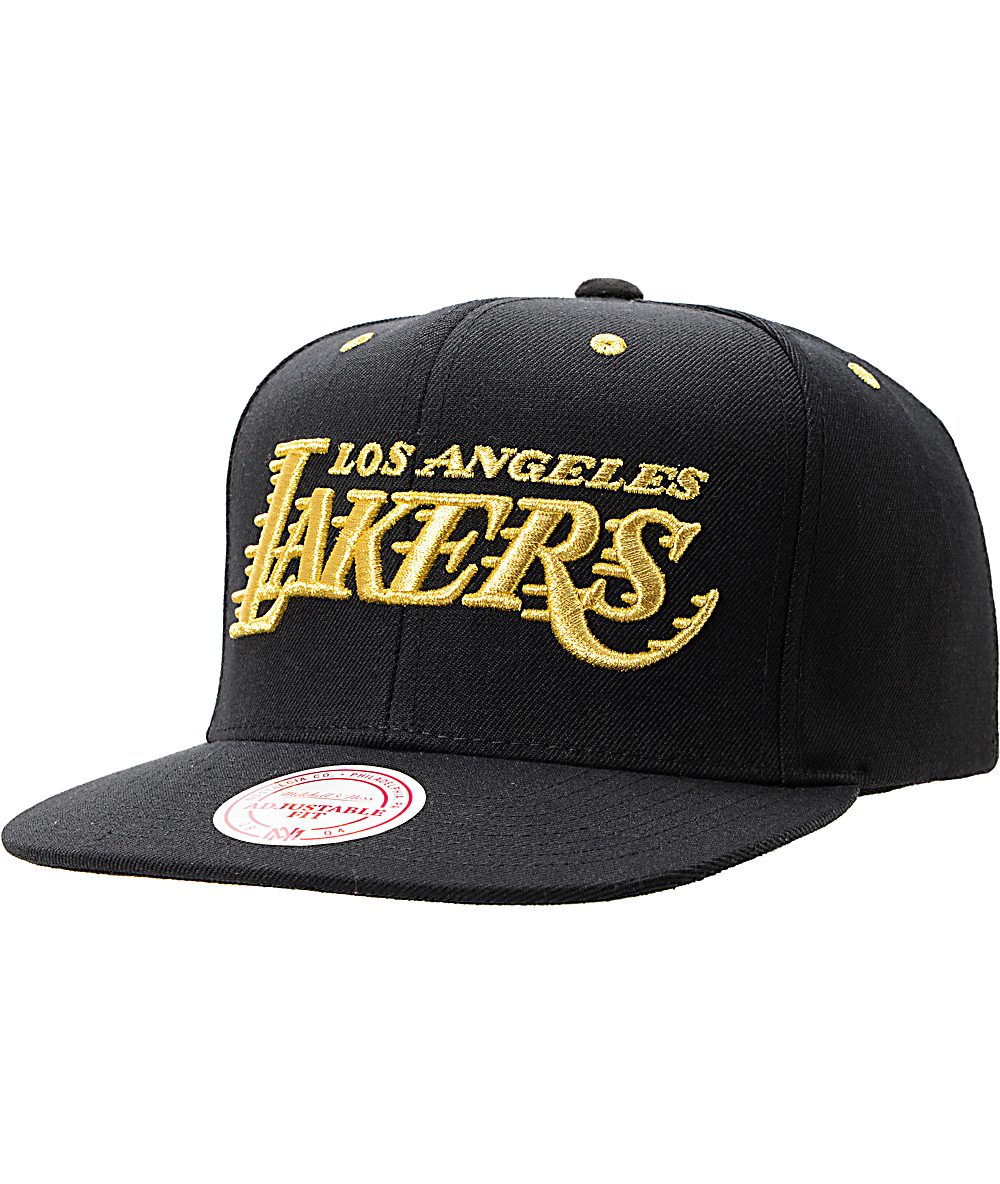 black lakers snapback hat