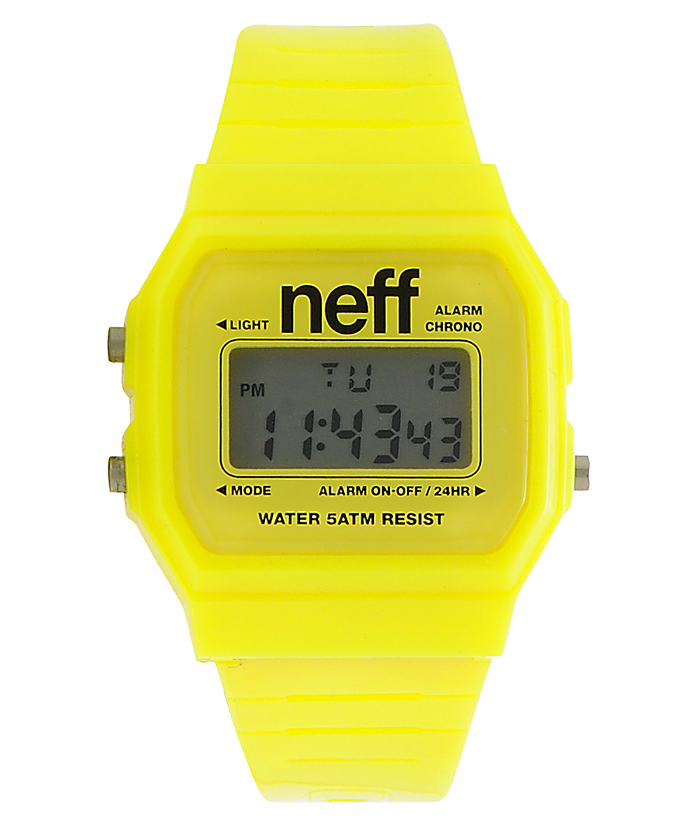 yellow digital watch