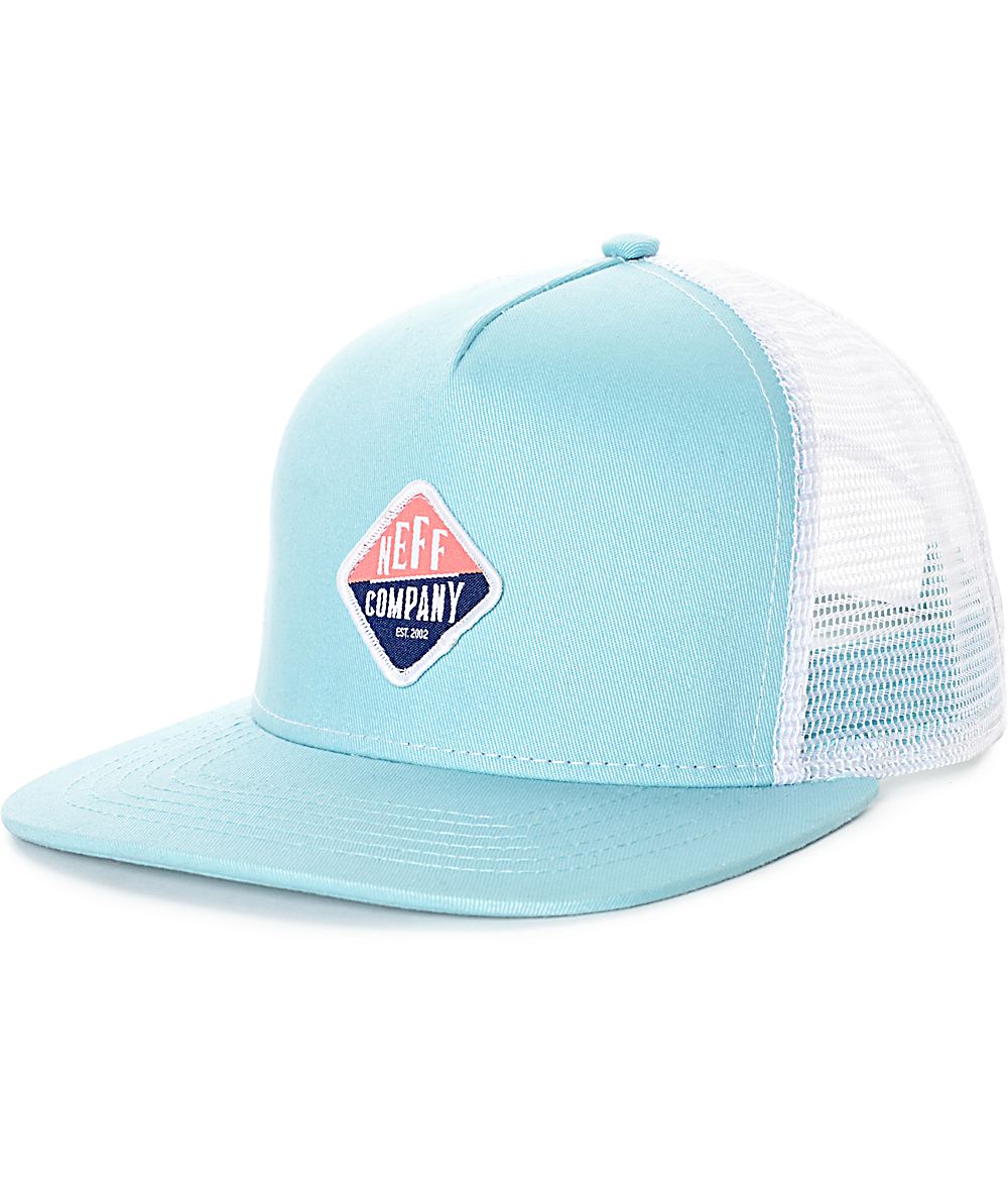 light blue trucker hat