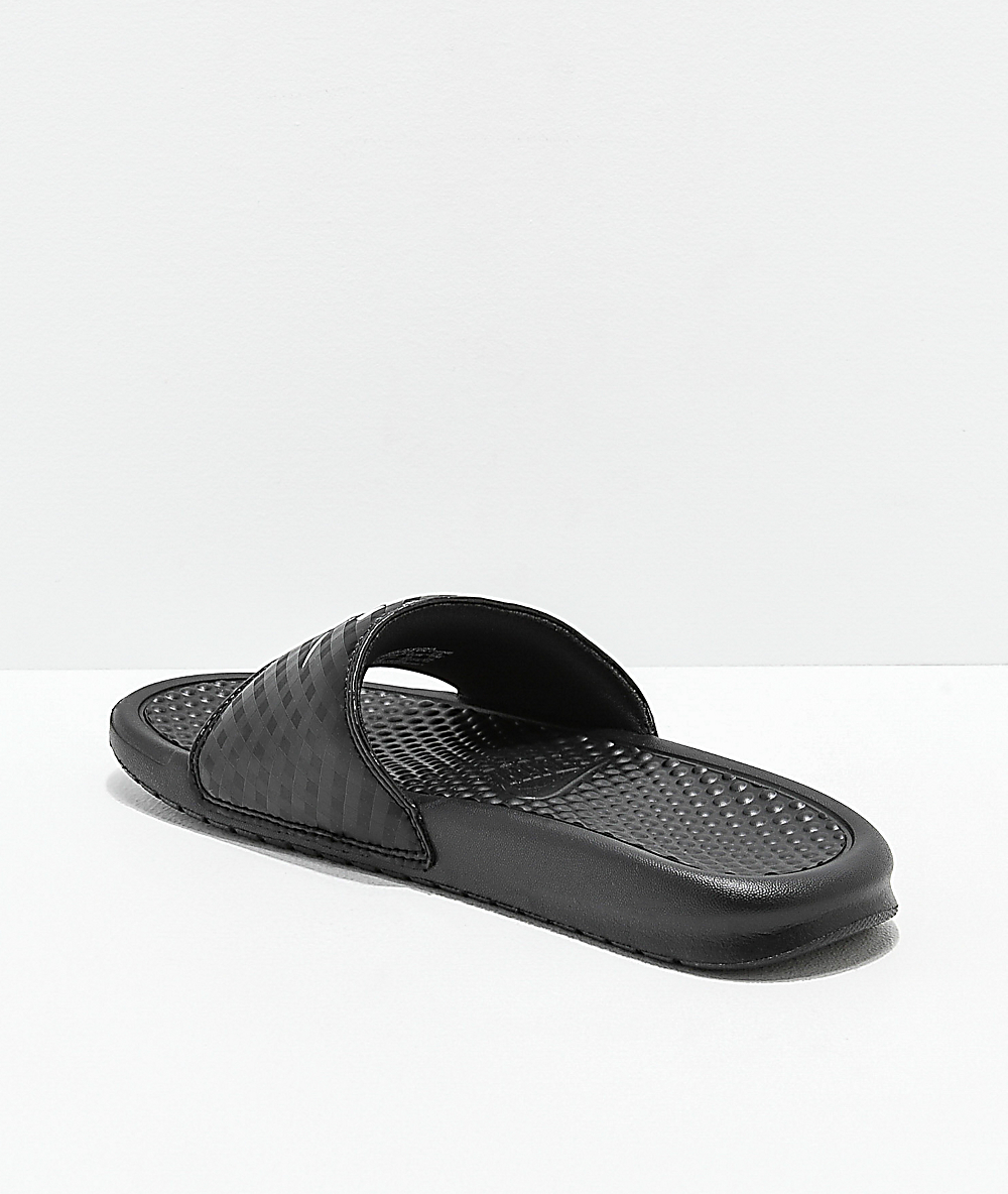 women's nike benassi slides black and white