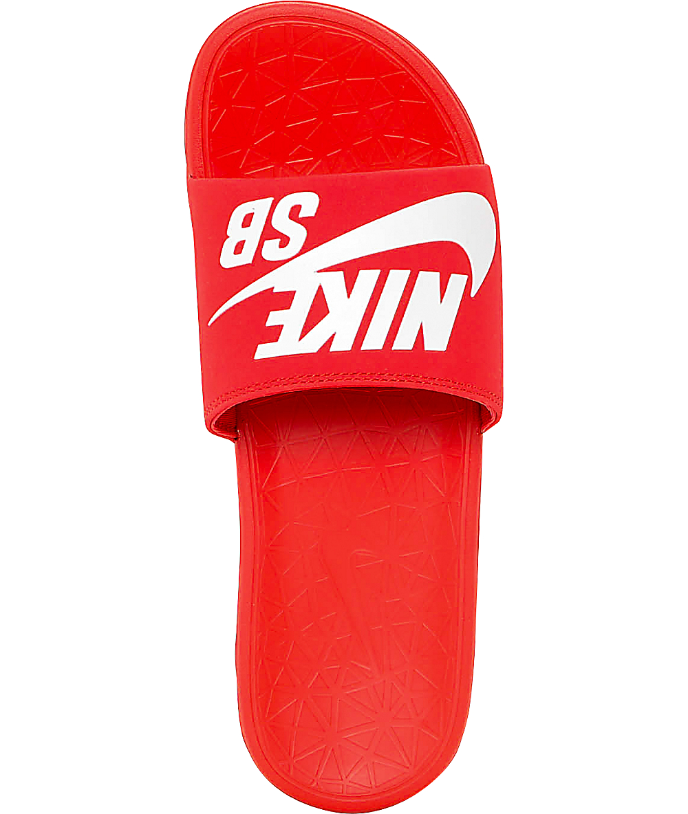 Nike BlancoZumiez Solarsoft Sandalias Sb Rojo Deslizantes Y Benassi D29WYbHEeI