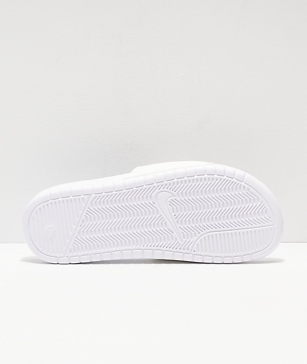 nike benassi slides white and silver