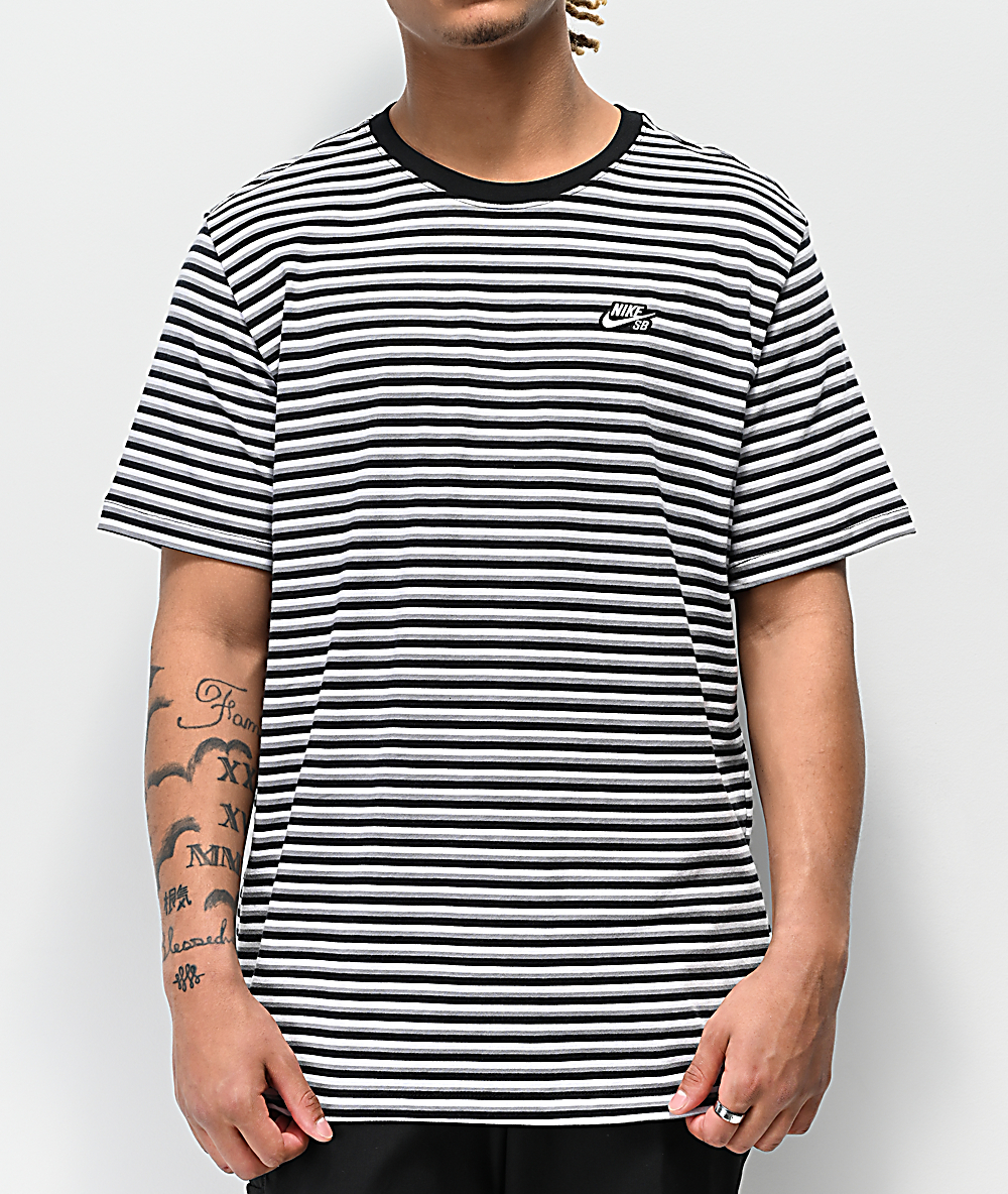 nike black and white striped t shirt