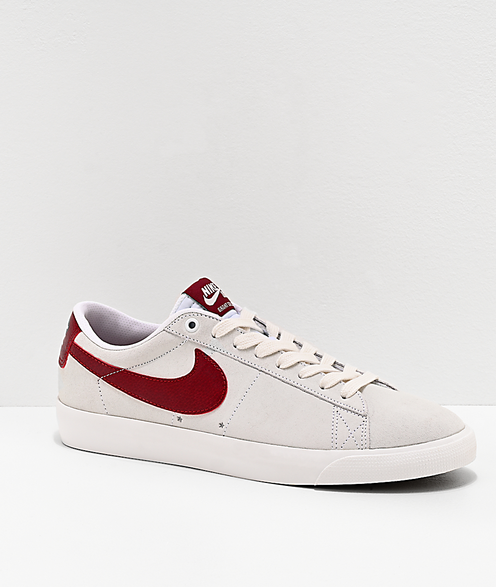 Nike SB Blazer Low GT White \u0026 Team Red Skate Shoes | Zumiez