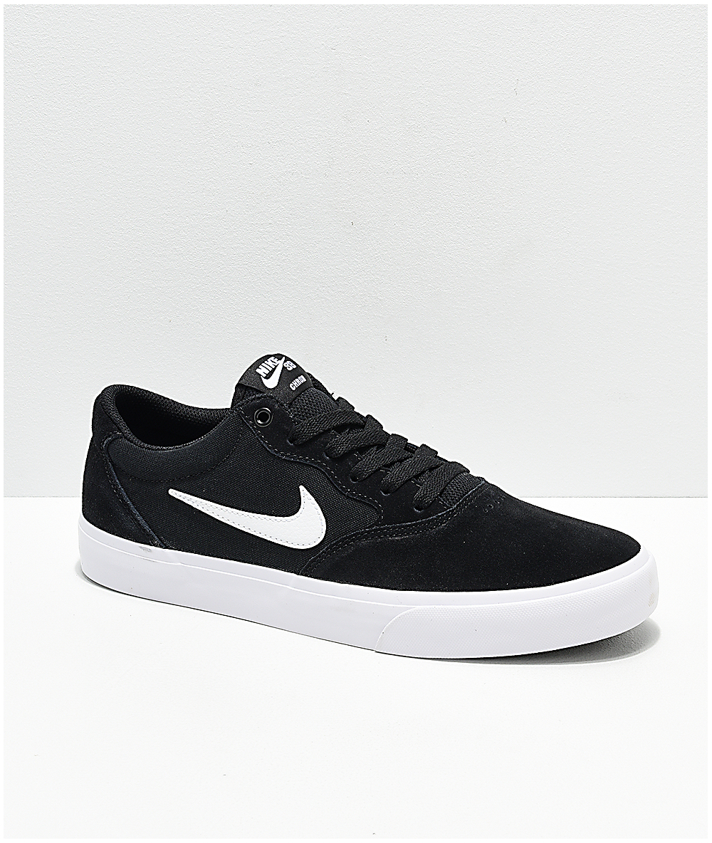 Nike SB Chron SLR Black \u0026 White Skate Shoes | Zumiez