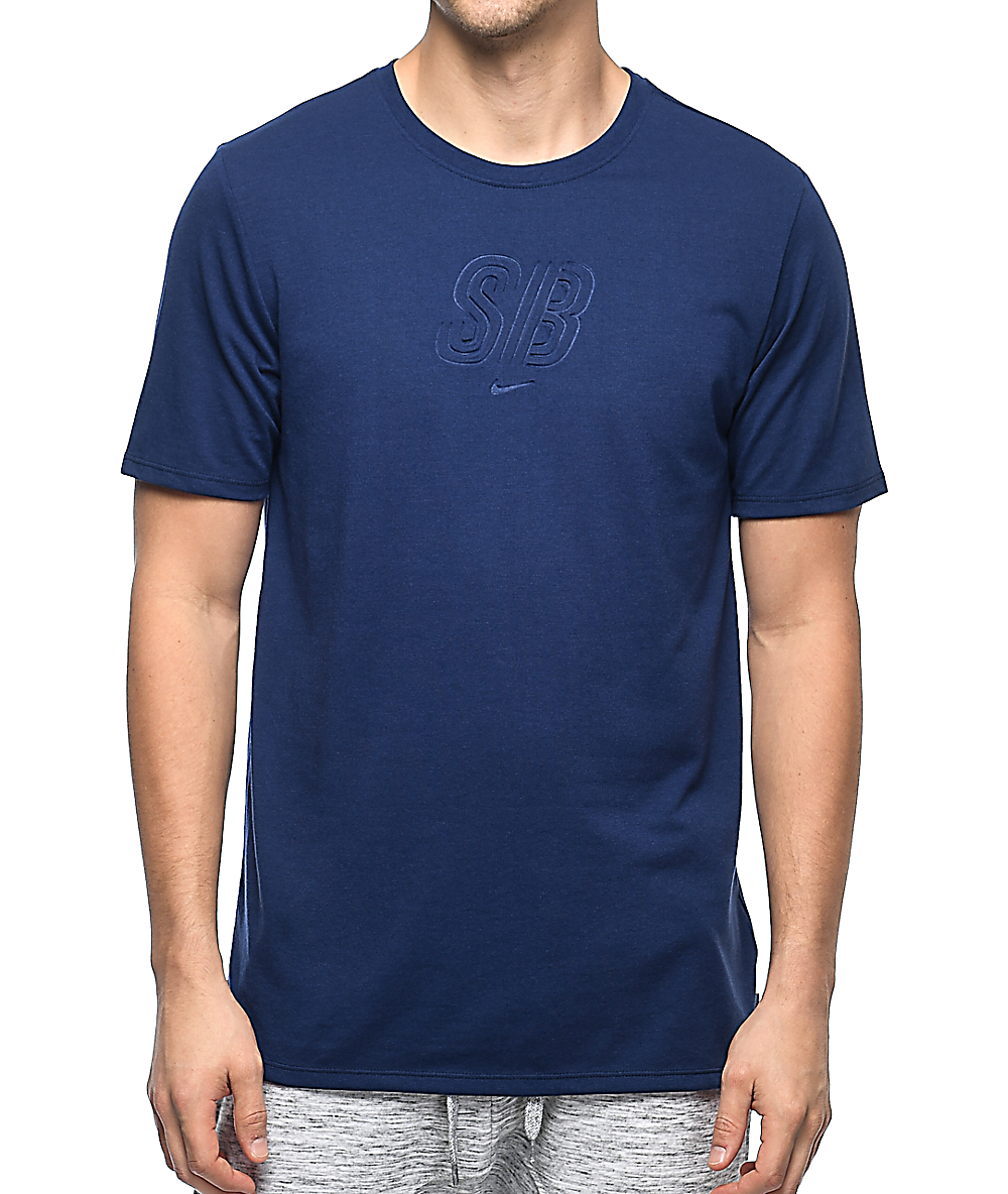 navy blue nike dri fit shirt