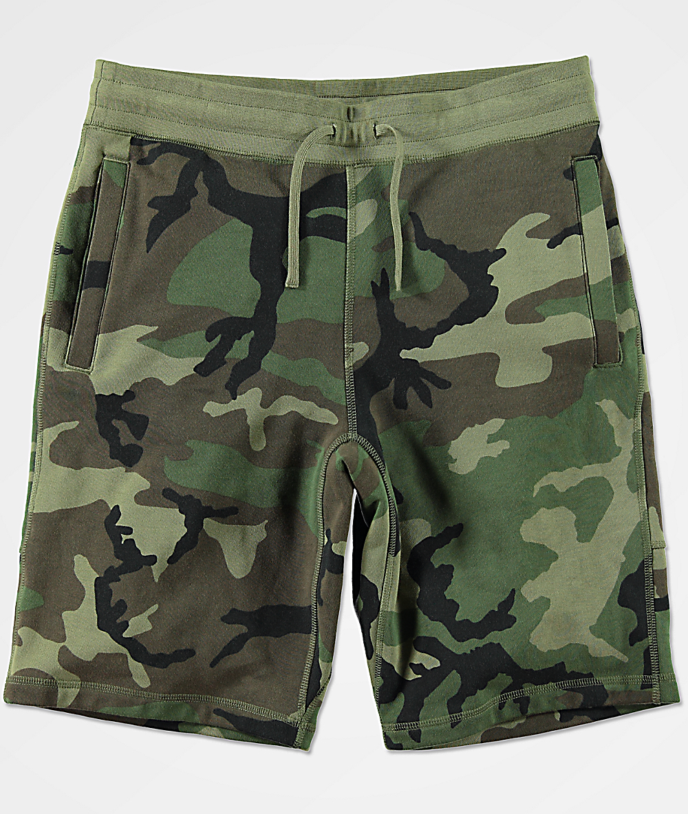 camo sweat shorts womens