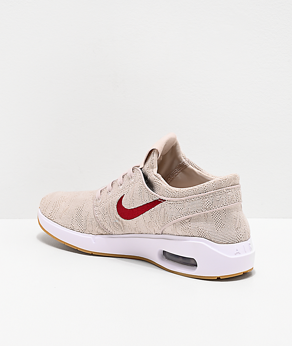 Nike SB Janoski Air Max 2 Desert Sand & Obsidian Red Skate Shoes Nike SB Air Max Janoski 2 Shoes (desert sand team red)