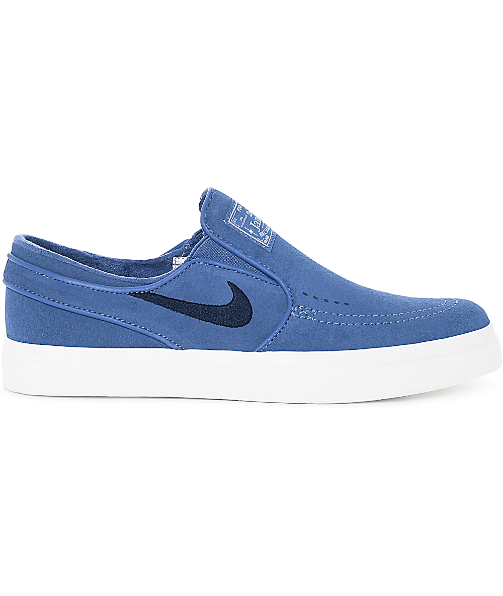 blue nike slip ons