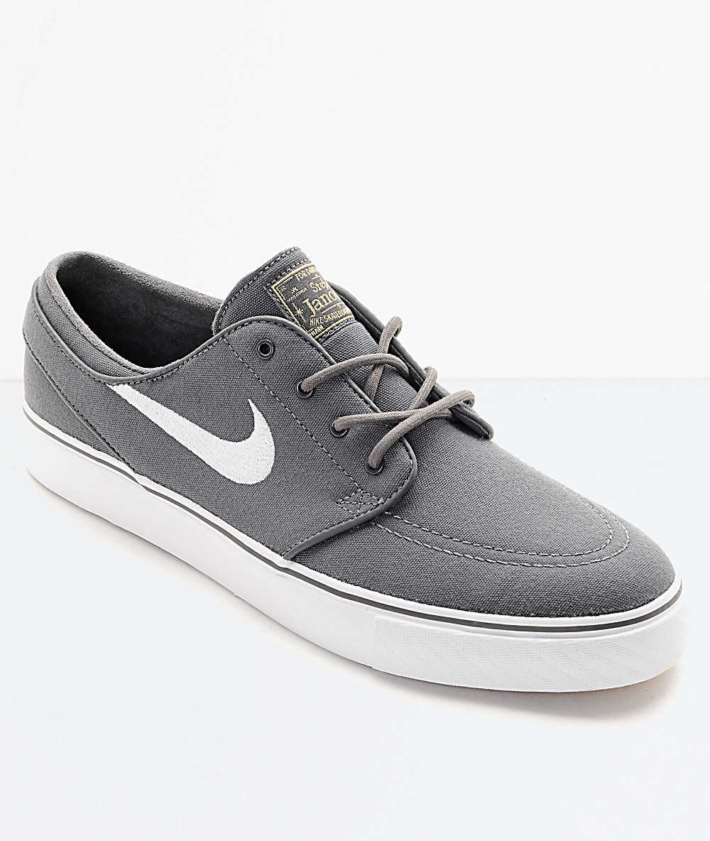 nike sb janoski canvas grey & white skate shoes