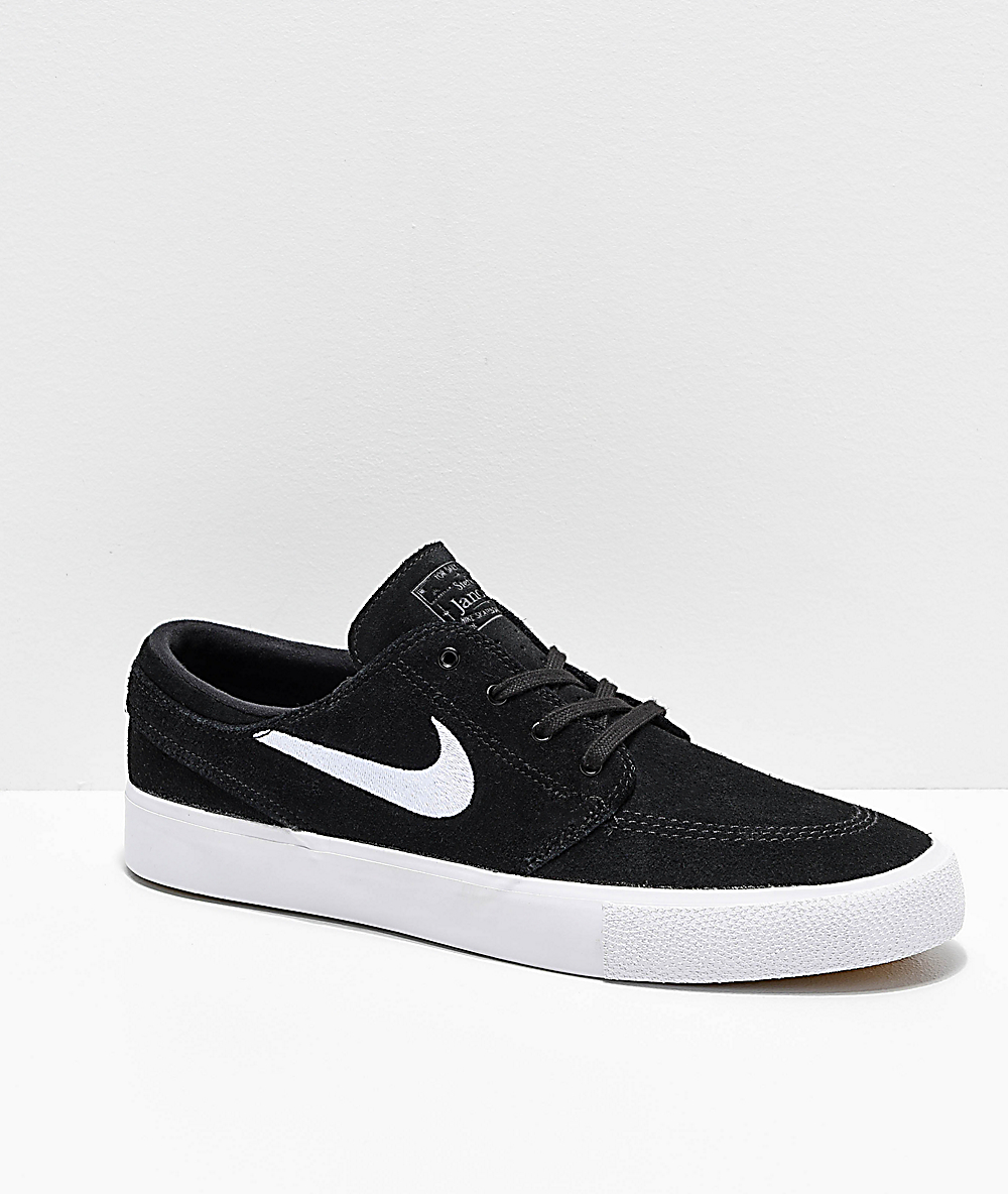 Nike SB Janoski RM Black \u0026 White Suede Skate Shoes | Zumiez