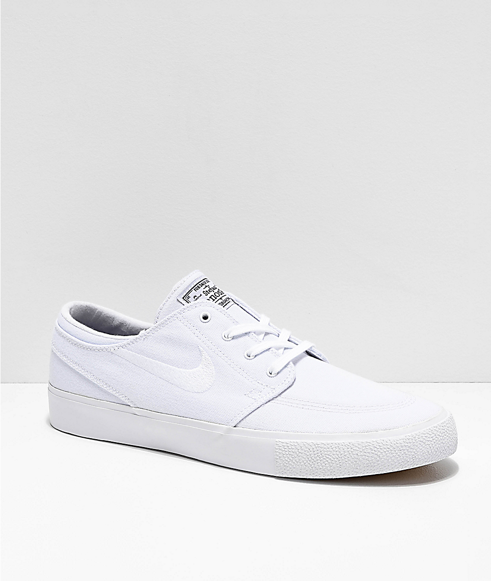 Nike SB Janoski RM White Canvas Skate Shoes | Zumiez