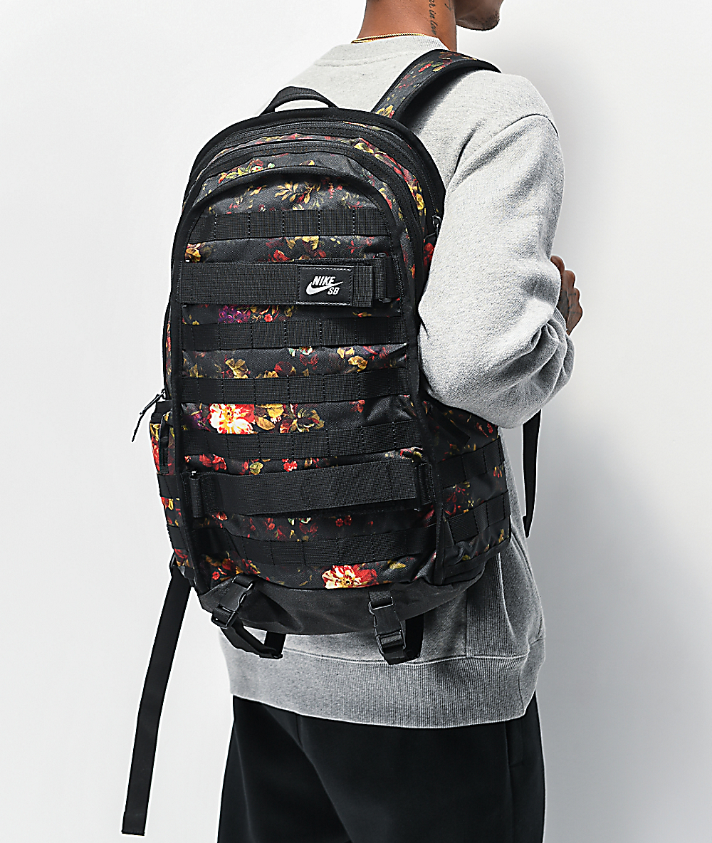 nike sb rpm all over floral black backpack