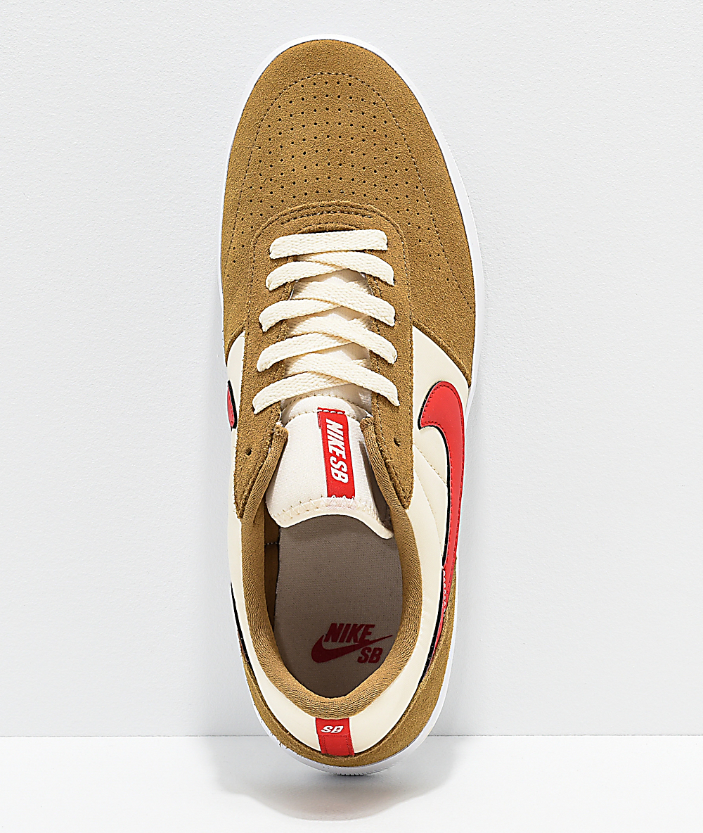 Nike SB Team Classic Golden Beige & Red Skate Shoes Nike SB Team Classic Golden Beige & Red Skate Shoes