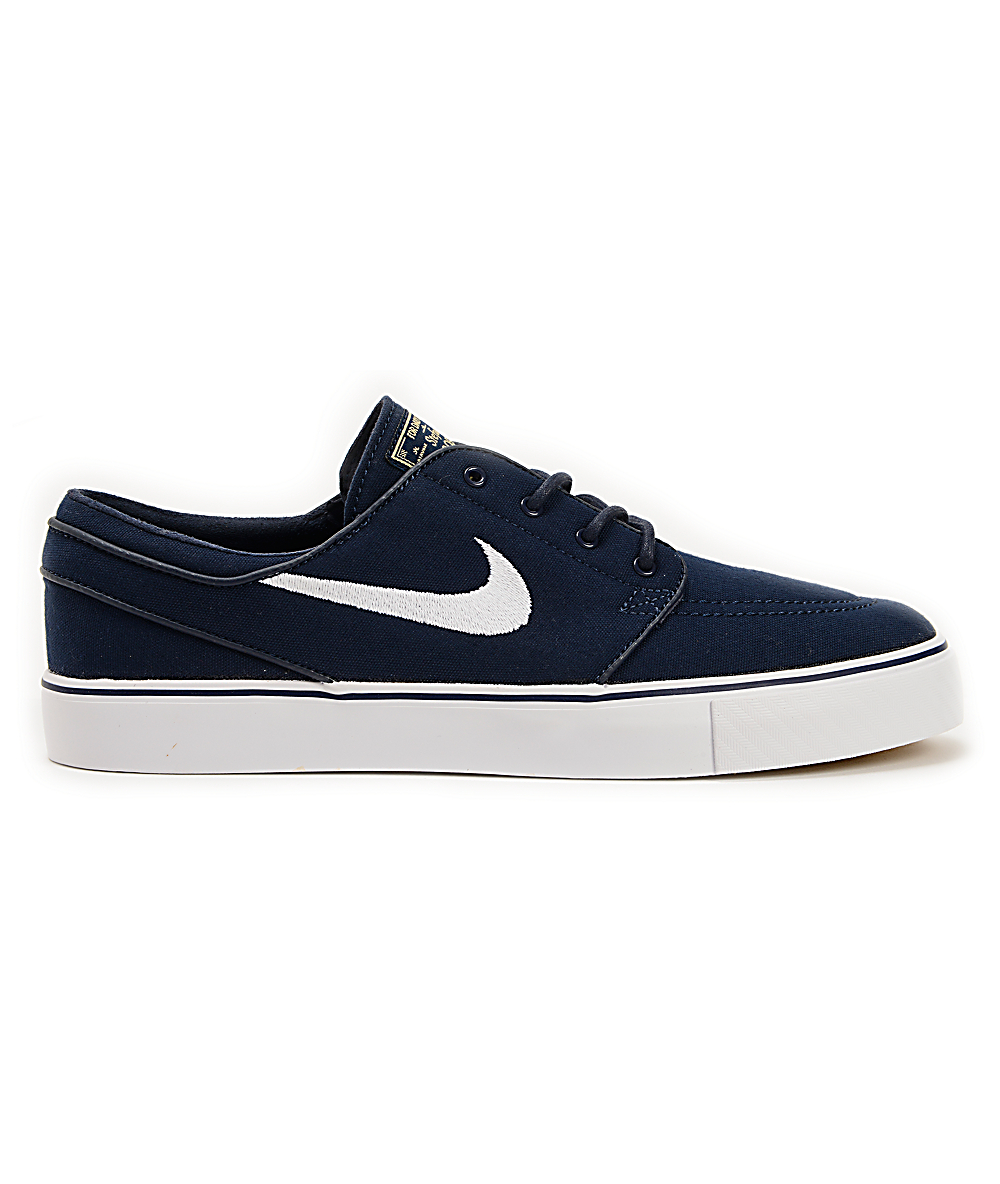 Nike SB Zoom Stefan Janoski Obsidian, White, & Light Brown Canvas Shoes ...